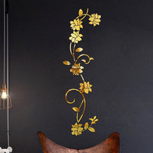 Load image into Gallery viewer, Acrylic Flower Vine Wall Sticker Mirror Effect Sticker DIY Wall Art Home Living Room Kitchen Bedroom Decoration Sticker
