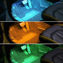 Load image into Gallery viewer, 4Pcs/Set 12V LED Car Interior Atmosphere Backlight Ambient Mood Foot Light With Cigarette USB Lighter Decorative APP Remote Control Lamp Auto Accessories
