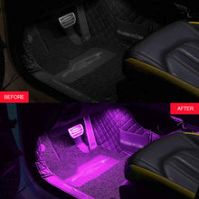 Load image into Gallery viewer, 4Pcs/Set 12V LED Car Interior Atmosphere Backlight Ambient Mood Foot Light With Cigarette USB Lighter Decorative APP Remote Control Lamp Auto Accessories
