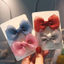 Load image into Gallery viewer, 2pcs/set Pearl Yarn Bowknot Hair Clips Children Simple Sweet Mesh Hairpin Hair Ornament Hair Accessories
