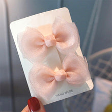 Load image into Gallery viewer, 2pcs/set Pearl Yarn Bowknot Hair Clips Children Simple Sweet Mesh Hairpin Hair Ornament Hair Accessories
