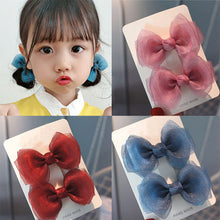 Load image into Gallery viewer, 2pcs/set Pearl Yarn Bowknot Hair Clips Children Simple Sweet Mesh Hairpin Hair Ornament Hair Accessories
