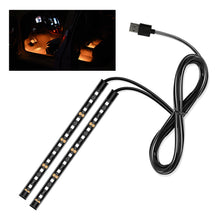 Load image into Gallery viewer, 12V LED Car Interior Atmosphere Backlight Ambient Mood Foot Light With Cigarette USB 24LED Lighter Decorative Lamp Auto Accessories
