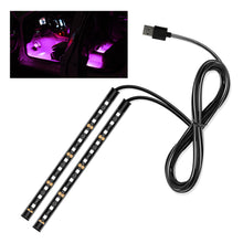 Load image into Gallery viewer, 12V LED Car Interior Atmosphere Backlight Ambient Mood Foot Light With Cigarette USB 24LED Lighter Decorative Lamp Auto Accessories
