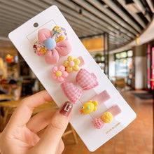Load image into Gallery viewer, 5pcs/set Rainbow Color Fabric Bowknot Children Hair Clips Cute Cartoon Animal Flower Hairpin Headwear Hair Accessories
