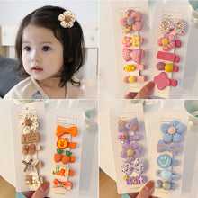 Load image into Gallery viewer, 5pcs/set Rainbow Color Fabric Bowknot Children Hair Clips Cute Cartoon Animal Flower Hairpin Headwear Hair Accessories

