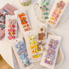 Load image into Gallery viewer, 5pcs/set Rainbow Color Fabric Bowknot Children Hair Clips Cute Cartoon Animal Flower Hairpin Headwear Hair Accessories
