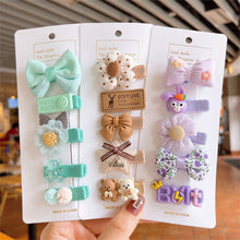 Load image into Gallery viewer, 5pcs/set Rainbow Color Fabric Bowknot Children Hair Clips Cute Cartoon Animal Flower Hairpin Headwear Hair Accessories
