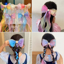 Load image into Gallery viewer, Rainbow Color Bowknot Ribbon Hairpin Cute Mesh Gradient Hair Clips Creative Fashionable Headwear Hair Ornaments for Girls
