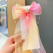 Load image into Gallery viewer, Rainbow Color Bowknot Ribbon Hairpin Cute Mesh Gradient Hair Clips Creative Fashionable Headwear Hair Ornaments for Girls
