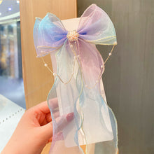 Load image into Gallery viewer, Rainbow Color Bowknot Ribbon Hairpin Cute Mesh Gradient Hair Clips Creative Fashionable Headwear Hair Ornaments for Girls
