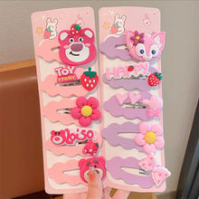Load image into Gallery viewer, 5pcs/set Children Strawberry Bear Hair Clips Silicone Side Hair Clip Bangs Hairpin Cute Cartoon Hair Accessories
