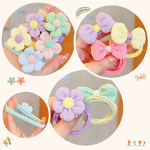 Load image into Gallery viewer, 6pcs/set Children Bowknot Flower Hair Rope Colorful Cute Soft Highly Elastic Durable Hair Band Headwear
