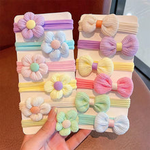 Load image into Gallery viewer, 6pcs/set Children Bowknot Flower Hair Rope Colorful Cute Soft Highly Elastic Durable Hair Band Headwear
