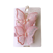 Load image into Gallery viewer, 2pcs/set Children Colorful Mesh Butterfly Hair Clips Double Layer Sequin Pearl Hairpin Headwear Hair Accessories
