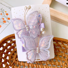 Load image into Gallery viewer, 2pcs/set Children Colorful Mesh Butterfly Hair Clips Double Layer Sequin Pearl Hairpin Headwear Hair Accessories
