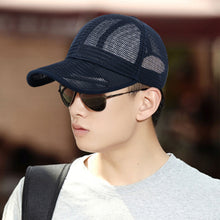 Load image into Gallery viewer, Men Cap Hollow Brim Breathable Mesh Cap Adjustable Comfortable Breathable Cap Outdoor Sunscreen Casual Cap
