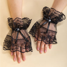 Load image into Gallery viewer, Soft Mesh Lace Bow Gloves Lightweight Breathable Sunscreen Decorative Gloves Wrist Sleeves for Women
