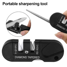 Load image into Gallery viewer, 4 In 1 Outdoor Portable Edc Knife Sharpener Multi-Functional Tungsten Steel Ceramic Fixed Angle Knife Sharpener Rod
