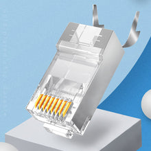 Load image into Gallery viewer, RJ45 Cat8 Cat7 &amp; Cat6A Pass Through connectors 8P8C 50UM Gold Plated Shielded FTP/STP | RJ45 Network Modular Plug - 1.5mm
