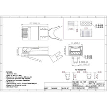 Load image into Gallery viewer, RJ45 Cat8 Cat7 &amp; Cat6A Pass Through connectors 8P8C 50UM Gold Plated Shielded FTP/STP | RJ45 Network Modular Plug - 1.5mm
