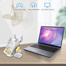 Load image into Gallery viewer, RJ45 Cat8 Cat7 &amp; Cat6A Pass Through connectors 8P8C 50UM Gold Plated Shielded FTP/STP | RJ45 Network Modular Plug - 1.5mm
