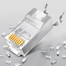 Load image into Gallery viewer, RJ45 Cat8 Cat7 &amp; Cat6A Pass Through connectors 8P8C 50UM Gold Plated Shielded FTP/STP | RJ45 Network Modular Plug - 1.5mm
