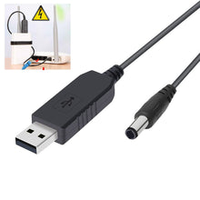 Load image into Gallery viewer, WiFi to Powerbank Cable Connector DC 5V to 12V USB Cable Boost Converter Step-up Cord for Wifi Router Modem Fan Speaker
