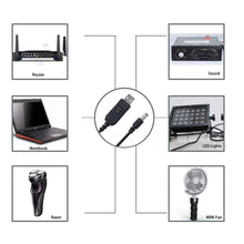 Load image into Gallery viewer, WiFi to Powerbank Cable Connector DC 5V to 12V USB Cable Boost Converter Step-up Cord for Wifi Router Modem Fan Speaker
