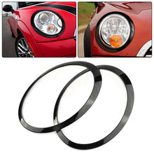 Load image into Gallery viewer, 2Pcs Car Headlight Ring Bezel Trim Surround Cover Accessories Decorative Circle Gloss Black For Mini Cooper R55 R56 R57 R58 2007-2015
