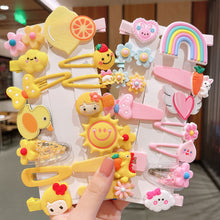 Load image into Gallery viewer, 14pcs/set Cute Rainbow Girl Hairpin Creative Cartoon Women Sun Cloud Princess Embroidery Hairpin Children Fashion Hair Accessories
