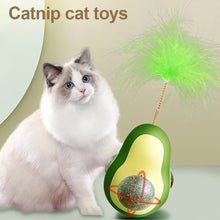 Load image into Gallery viewer, 1Pc Cat Avocado Tumbler Toy with Ball Feather Catnip Cat Interactive Feather Toys Pet Bumbler Funny Toy Kitten Toys
