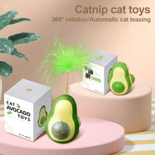 Load image into Gallery viewer, 1Pc Cat Avocado Tumbler Toy with Ball Feather Catnip Cat Interactive Feather Toys Pet Bumbler Funny Toy Kitten Toys
