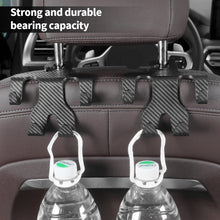 Load image into Gallery viewer, 2 in 1 Car Seat Headrest Hook and Phone Stand Headrest Hanging Holder Carbon Fibre Pattern Car Rear Seat Storage Hanger
