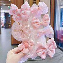 Load image into Gallery viewer, 8PCS/SET Children's Cute Lace Bow Flower Hair Accessories Set Simple Girls Braid Bangs Broken Clip
