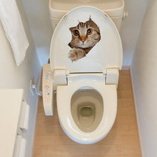 Load image into Gallery viewer, Cat Vivid 3D Look Hole Wall Sticker Bathroom Toilet Decorations Kids Gift Kitchen Cute Home Decor Decal Mural Animal Wall Poster
