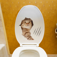 Load image into Gallery viewer, Cat Vivid 3D Look Hole Wall Sticker Bathroom Toilet Decorations Kids Gift Kitchen Cute Home Decor Decal Mural Animal Wall Poster
