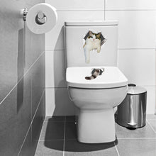 Load image into Gallery viewer, Cat Vivid 3D Look Hole Wall Sticker Bathroom Toilet Decorations Kids Gift Kitchen Cute Home Decor Decal Mural Animal Wall Poster
