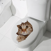 Load image into Gallery viewer, Cat Vivid 3D Look Hole Wall Sticker Bathroom Toilet Decorations Kids Gift Kitchen Cute Home Decor Decal Mural Animal Wall Poster
