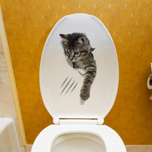 Load image into Gallery viewer, Cat Vivid 3D Look Hole Wall Sticker Bathroom Toilet Decorations Kids Gift Kitchen Cute Home Decor Decal Mural Animal Wall Poster
