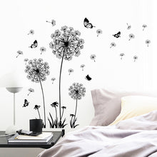 Load image into Gallery viewer, Black Dandelion Wall Stickers Butterflies On The Wall Living Room Bedroom Glass Window Decoration Mural Art Home Decor Decals
