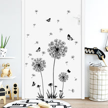 Load image into Gallery viewer, Black Dandelion Wall Stickers Butterflies On The Wall Living Room Bedroom Glass Window Decoration Mural Art Home Decor Decals
