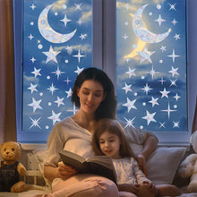 Load image into Gallery viewer, Moon Star Rainbow Window Suncatcher Sticker Rainbow Stickers DIY Electrostatic Glass Decals Home Bedroom Office Decor Privacy Protection
