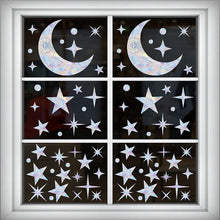 Load image into Gallery viewer, Moon Star Rainbow Window Suncatcher Sticker Rainbow Stickers DIY Electrostatic Glass Decals Home Bedroom Office Decor Privacy Protection
