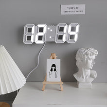 Load image into Gallery viewer, 3D LED Digital Clock Luminous Fashion Wall Clock Multifunctional Creative USB Plug in Electronic Clock Home Decoration
