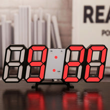 Load image into Gallery viewer, 3D LED Digital Clock Luminous Fashion Wall Clock Multifunctional Creative USB Plug in Electronic Clock Home Decoration
