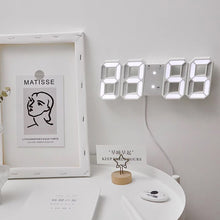 Load image into Gallery viewer, 3D LED Digital Clock Luminous Fashion Wall Clock Multifunctional Creative USB Plug in Electronic Clock Home Decoration
