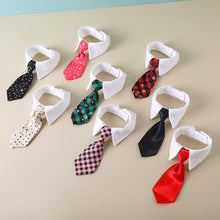 Load image into Gallery viewer, 1Pc Dog Cat Striped Bow Tie Animal Striped Bowtie Collar Pet Adjustable Neck Tie White Collar Dog Necktie For Party Wedding Tie
