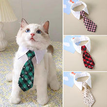 Load image into Gallery viewer, 1Pc Dog Cat Striped Bow Tie Animal Striped Bowtie Collar Pet Adjustable Neck Tie White Collar Dog Necktie For Party Wedding Tie
