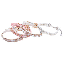 Load image into Gallery viewer, 1Pc Dog Cat Pearl Collars with Crystal Rhinestone Pearl Cat Necklace Adjustable PU Leather Neck Strap for Small Dogs Cat Accessories
